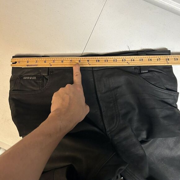 Harro Mens Black Leather Motorcycle Trousers | Vintage Protective Biker Gear VTG - Picture 9 of 11